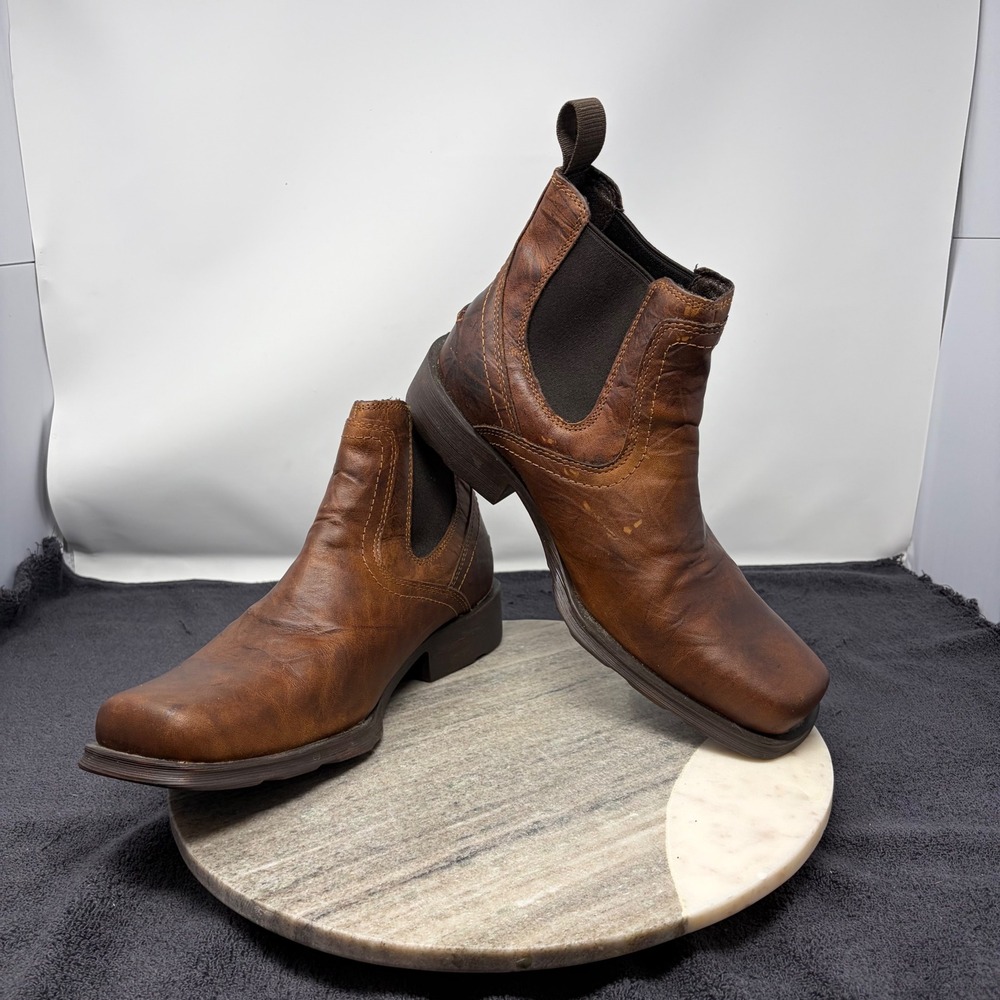 Ariat Heritage Roper Chelsea Boots Mens Square Toe Leather 10.5 Brown Western